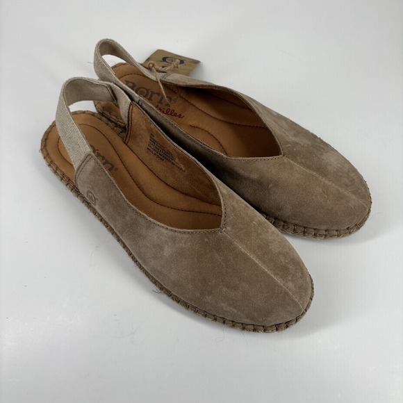 Born Shilo Women's US 9M Taupe Suede Slingback Casual Comfort Espadrille Flats - Picture 14 of 16